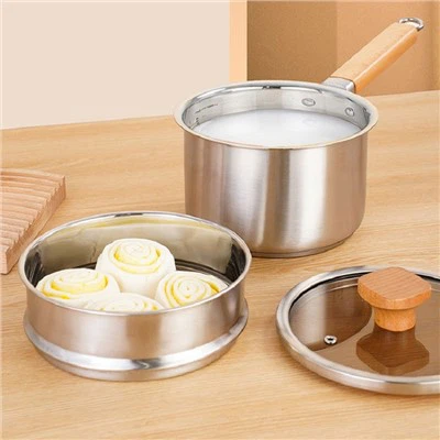 Panela de leite de aço inoxidável com tampa